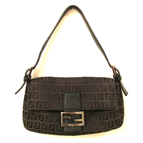 Fendi Handbags - Authentic Fendi Black Fabric & Leather Bag
